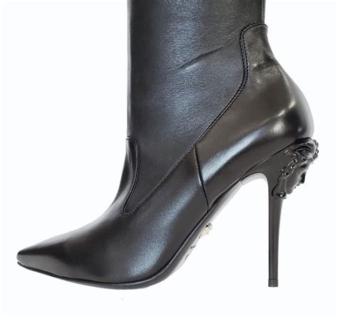 versace palazzo booties|Versace black leather shoes.